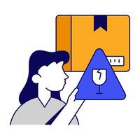Modifiable flat icon of fragile parcel vector