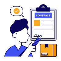 A flat icon design of logistic contract vector