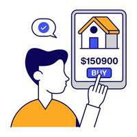 Conceptual flat design icon of buy home vector