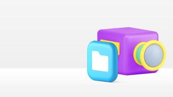 Multimedia data folder archive storage photo cloud banner copy space illustration vector