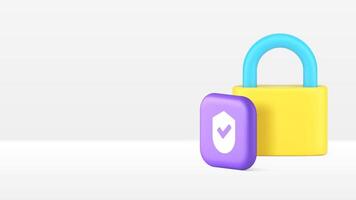 Lock safety security privacy checking login access authentication 3d icon realistic vector