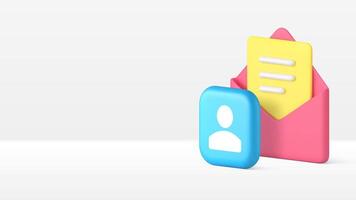 Chat message contact correspondence communication 3d icon realistic vector