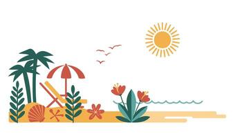 Relaxing Beach Symbols and Sunbathing Essentials Graphics vector