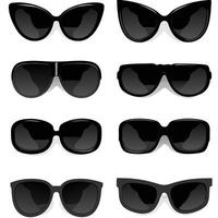 A Collection of Eight Stylish Black Sunglasses in Various Shapes vector