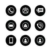 Collection of Contact Us Icons for Website and Mobile App User Interface Design vector