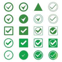 Collection of Green Check Mark Icons Symbols for Approval Confirmation and Validation vector