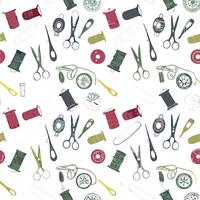 A delightful pattern showcasing various sewing and crafting tools vector