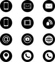 Collection of Simple Black and White Contact Icons for Website and App Design vector