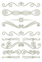 Collection of elegant swirl and scroll decorative design elements for page dividers and text separators vector