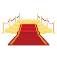 Elegant Red Carpet Stage with Golden Steps and Stanchions for Award Ceremony or Grand Event vector