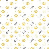 Adorable Seamless Pattern of Dog Paw Prints and Bones on White Background for Pet Lovers vector