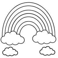 A Simple Line Drawing of a Rainbow with Clouds a Coloring Page for Kids vector