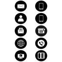 Collection of Communication and Technology Icons in Black Circles vector