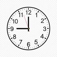 Simple Analog Clock Showing the Time of Five Minutes Past Twelve vector