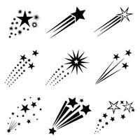 Collection of Nine Different Starburst and Shooting Star Designs vector