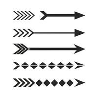 Collection of five different stylish black arrows graphic design elements vector