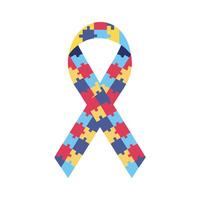 Autism Awareness Ribbon Puzzle Piece Design Symbol for Support and Understanding vector