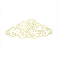 Elegant Golden Outline of Swirling Clouds Design Element for Asian Art Print vector