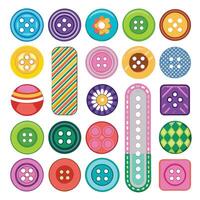 Collection of Colorful Buttons and Sewing Related Items vector