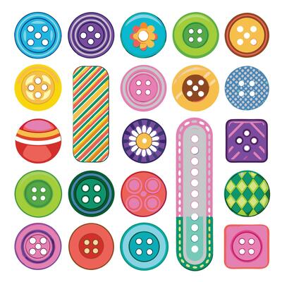 Collection of Colorful Buttons and Sewing Related Items