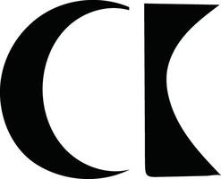 Abstract Black and White Graphic Design Element Representing a stylized letter C or K vector