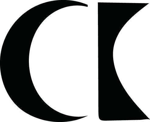 Abstract Black and White Graphic Design Element Representing a stylized letter C or K