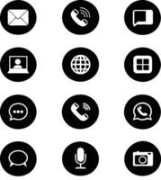 Collection of twelve essential communication and media icons in a grid format vector