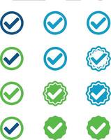 Collection of Check Mark Icons in Various Colors and Styles for Approval Confirmation and Validation vector