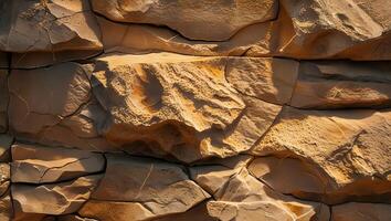 A rock wall with many different shapes and colors photo