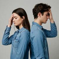 A man and woman are standing next to each other photo