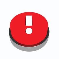 Three Dimensional Red Circle Button with White Exclamation Mark Icon for Alert Warning or Notification vector