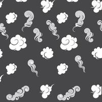 Elegant Seamless Pattern of White and Gray Clouds and Smoke on Dark Gray Background vector