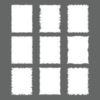 Collection of Nine Irregular White Frames on Gray Background Perfect for Digital Scrapbooking and Design Projects vector
