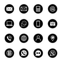 Collection of sixteen circular icons representing various communication and technology tools vector