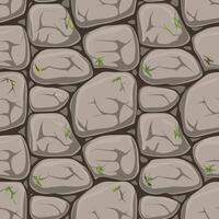 A Seamless Pattern of Gray Cobblestone Texture with Small Green Plants vector