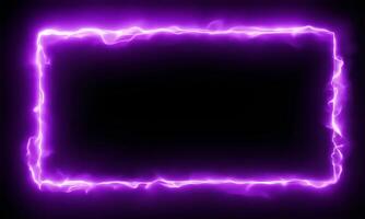 rectangular frame with purple neon light animation movement on black background video