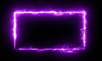rectangular frame with purple neon light animation movement on black background, 4k resolution footage video