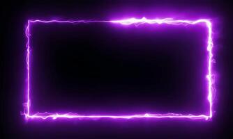 rectangular frame with purple neon light animation movement on black background, 4k resolution footage, . video