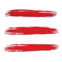 Three Horizontal Red Paint Brush Strokes on White Background Abstract Texture Design Element vector