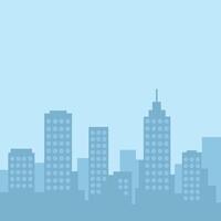 A Simple Skyline of a Cityscape at Dawn or Dusk Featuring Several Buildings of Varying Heights vector