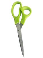 Scissors isolated on white background. green scissors clipping path isolated object. household item clipart for isolated , clipping path , clipart element photo