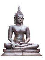 Statue of Buddha isolated on white background. bronze Statue of Buddha side view clipping path isolated object. holy object of religion clipart for isolated , clipping path , clipart element photo