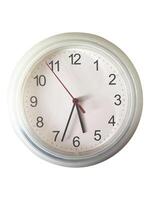 Clock front view isolated on white background. old clock clipping path isolated object. household item clipart for isolated , clipping path , clipart element photo