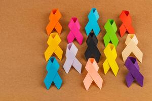 Various awareness ribbons representing different health campaigns and causes photo
