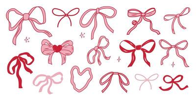 Decorative pink and red bows collection ideal for crafting and gifting vector