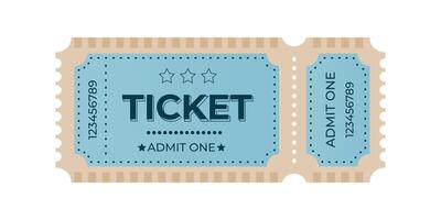Vintage ticket showcasing admit one design with a blue background and perforated edges vector