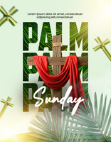 Palm Sunday Celebration Greeting Poster With Palm Leave and Text Design Palm Sunday Advertisement psd