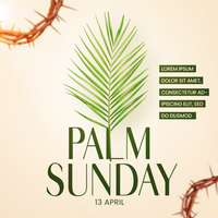 Happy Palm Sunday Celebration Greeting Poster With Palm Leave and Text Design Palm Sunday Advertisement psd