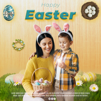 Easter Advertisement poster with Easter Celebration Background Easter Greeting Celebration Card psd