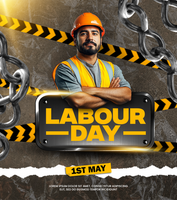 Labour Day Poster Template with Builder and 1st May Label Labour Day Design For Advertisement psd
